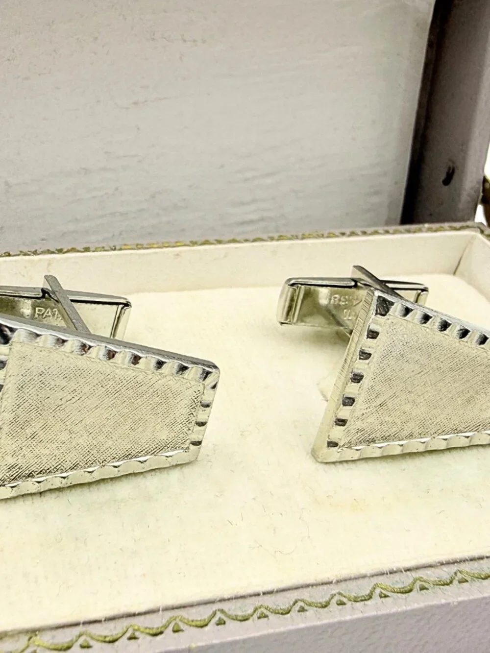 Distinguished Marked Pat Pend Silver Plated Asymmetric Trapezoid MCM Cufflinks